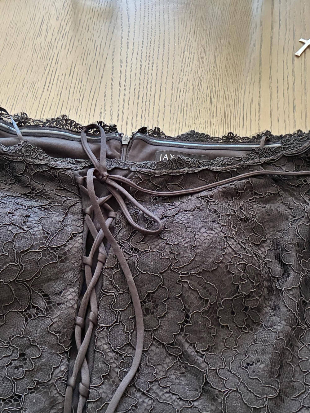 JAX Brown Lace-Front Camisole with Corset Tie Detail